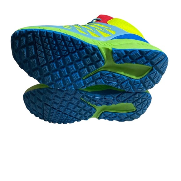 Hi Tec Destructor Logo Mid Top Hiking Trail Shoes Men 8 Neon Yellow Blue Green - Picture 7 of 8